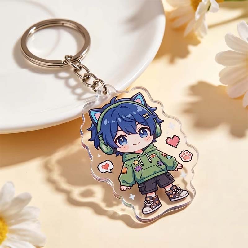 Anime Cartoon UV Printing Acrylic Keychain Charm