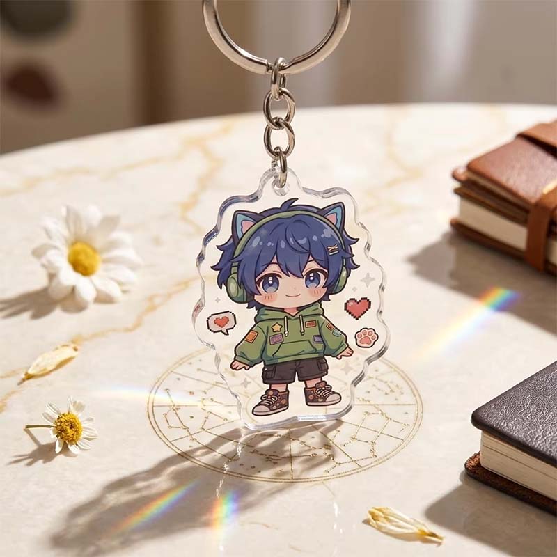 Anime Cartoon UV Printing Acrylic Keychain Charm
