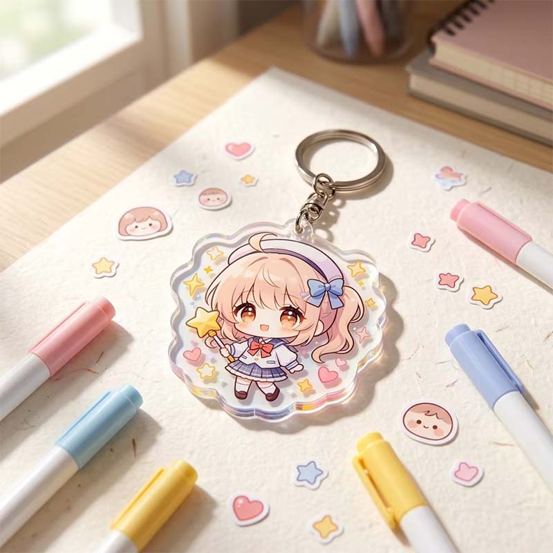 Lightweight Waterproof Digital Printing Acrylic Keychain