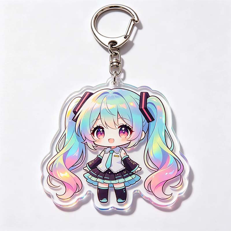 Transparent Cartoon UV Printing Acrylic Keychain Charm