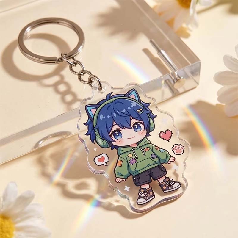 Anime Cartoon UV Printing Acrylic Keychain Charm