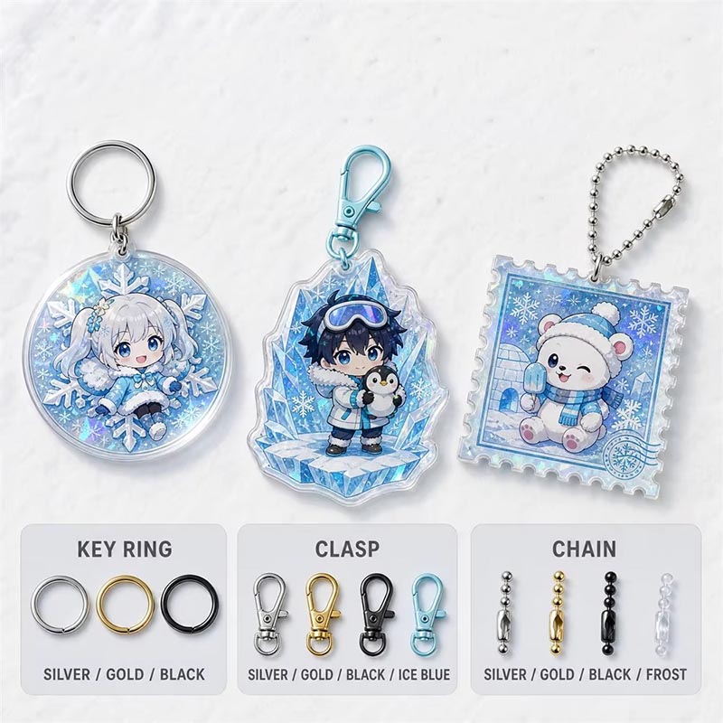 Custom Penguin Acrylic Keychain Snowflake Anime Pendant Design