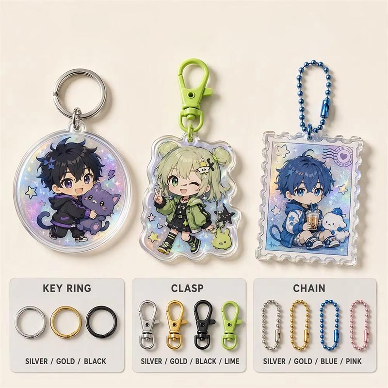 Custom Rainbow Hologram Acrylic Keychain Anime Pendant Charm