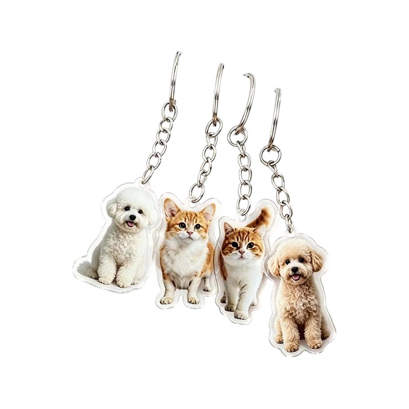 Personalized Pet Photo Acrylic Keychain Clear Custom Keyring