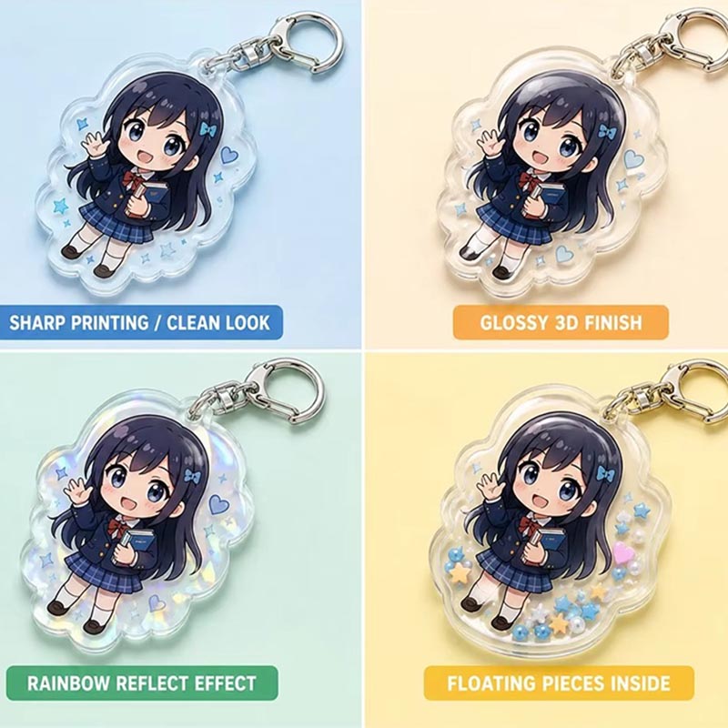 Custom Shaker Acrylic Keychain Floating Sequin Epoxy Charm