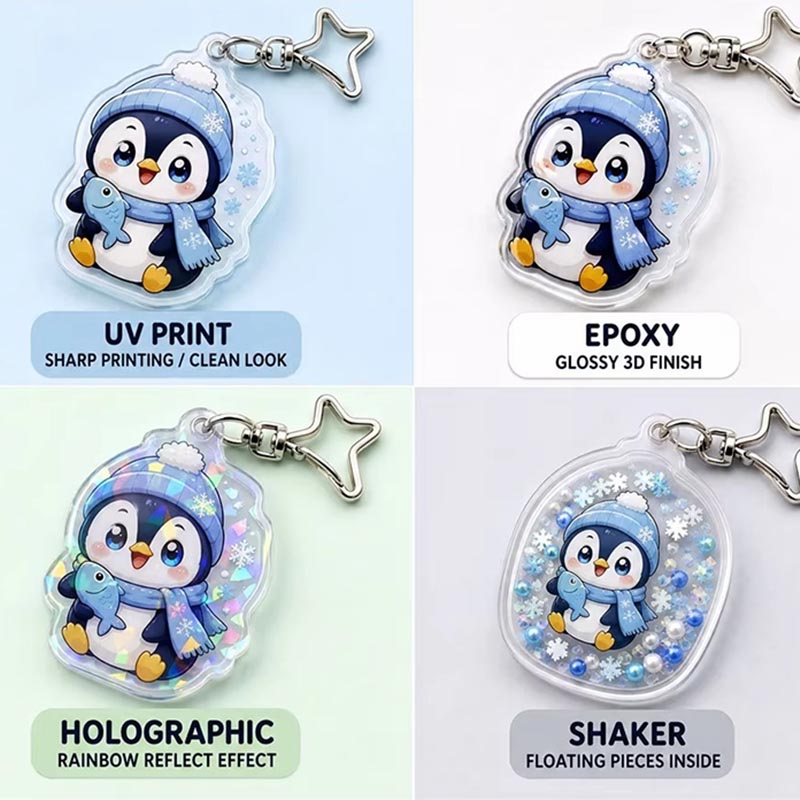 Custom Penguin Acrylic Keychain Snowflake Anime Pendant Design