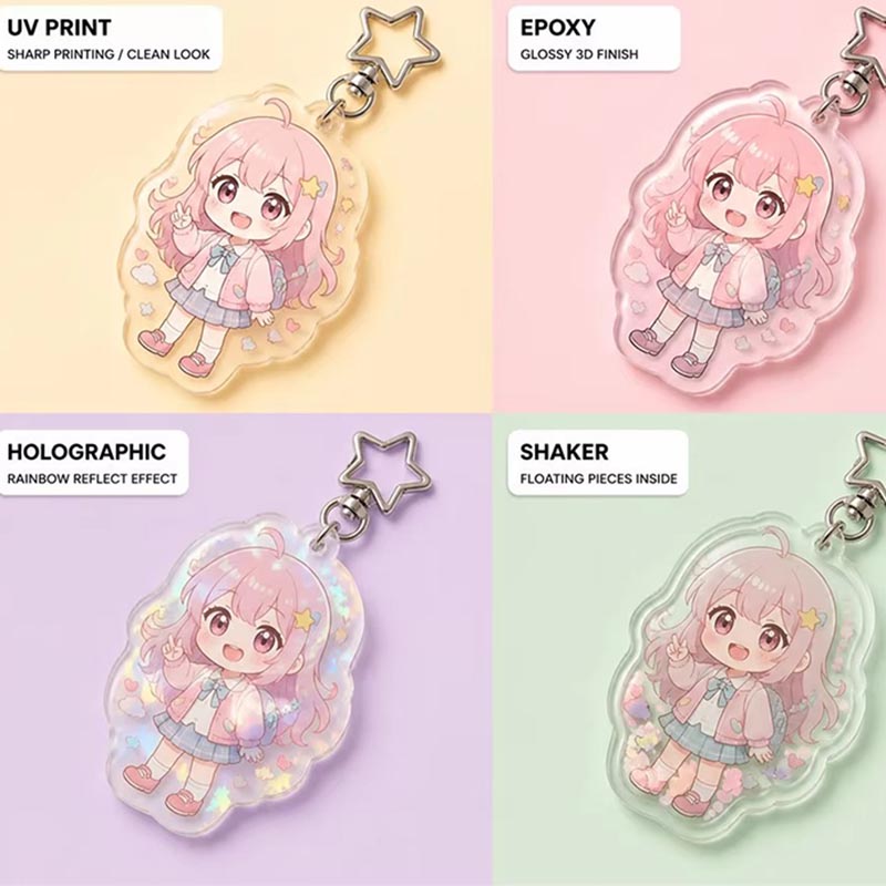Custom Rainbow Hologram Acrylic Keychain Anime Pendant Charm