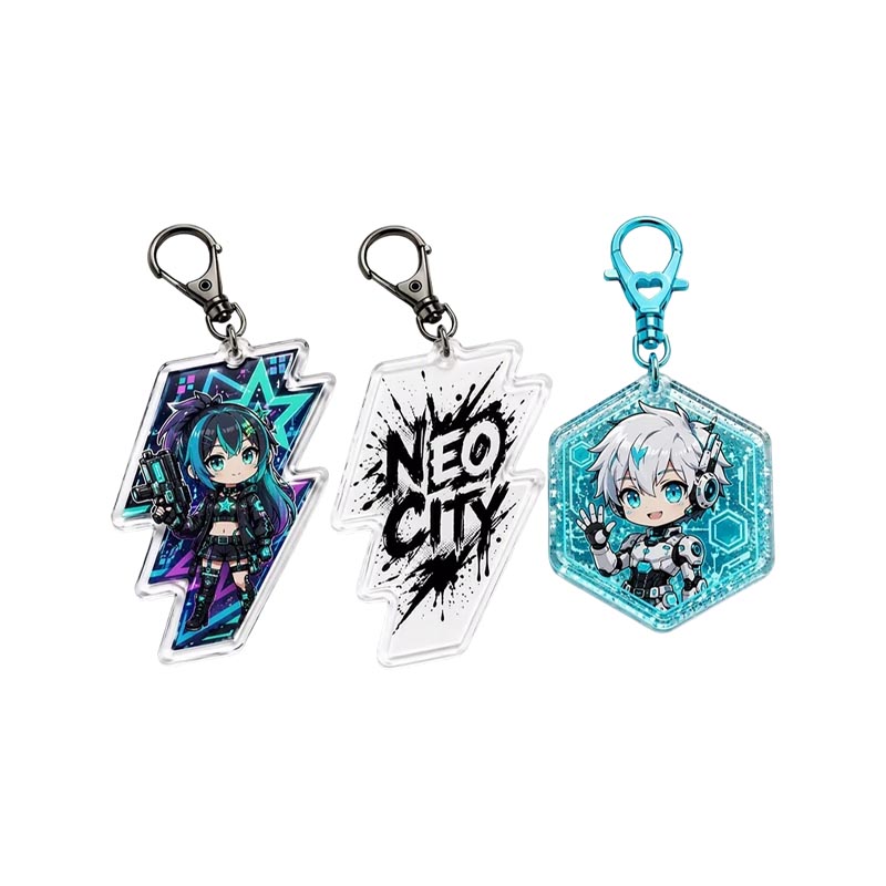 Custom Animal Acrylic Keychain UV Print Epoxy Charm Pendant