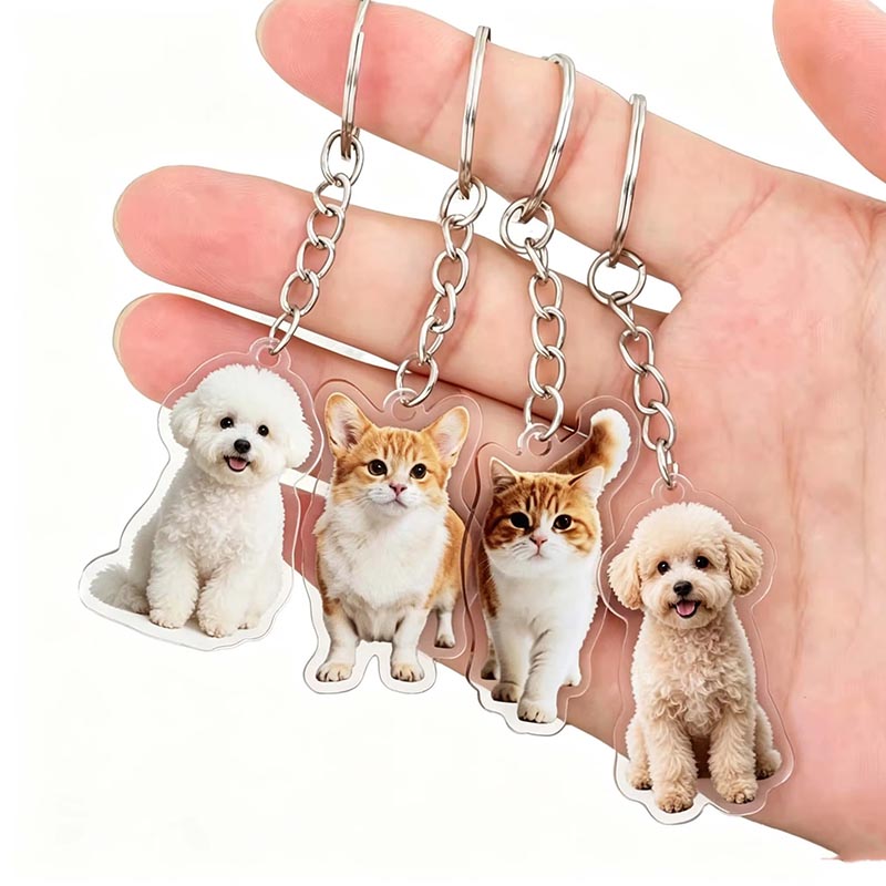 Personalized Pet Photo Acrylic Keychain Clear Custom Keyring