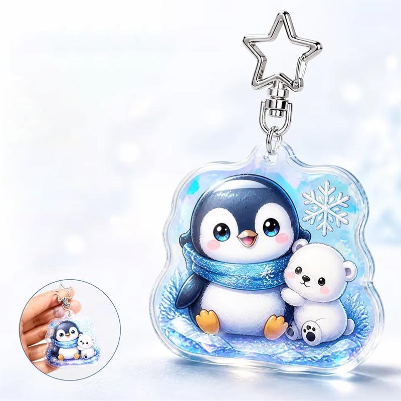Custom Penguin Acrylic Keychain Snowflake Anime Pendant Design