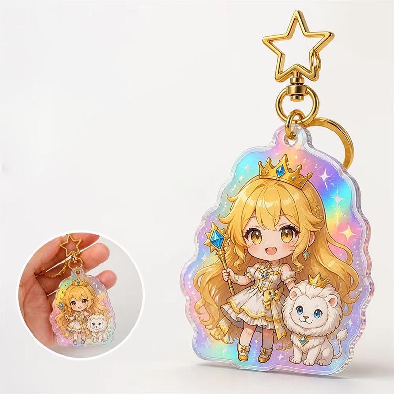 Custom Rainbow Hologram Acrylic Keychain Anime Pendant Charm