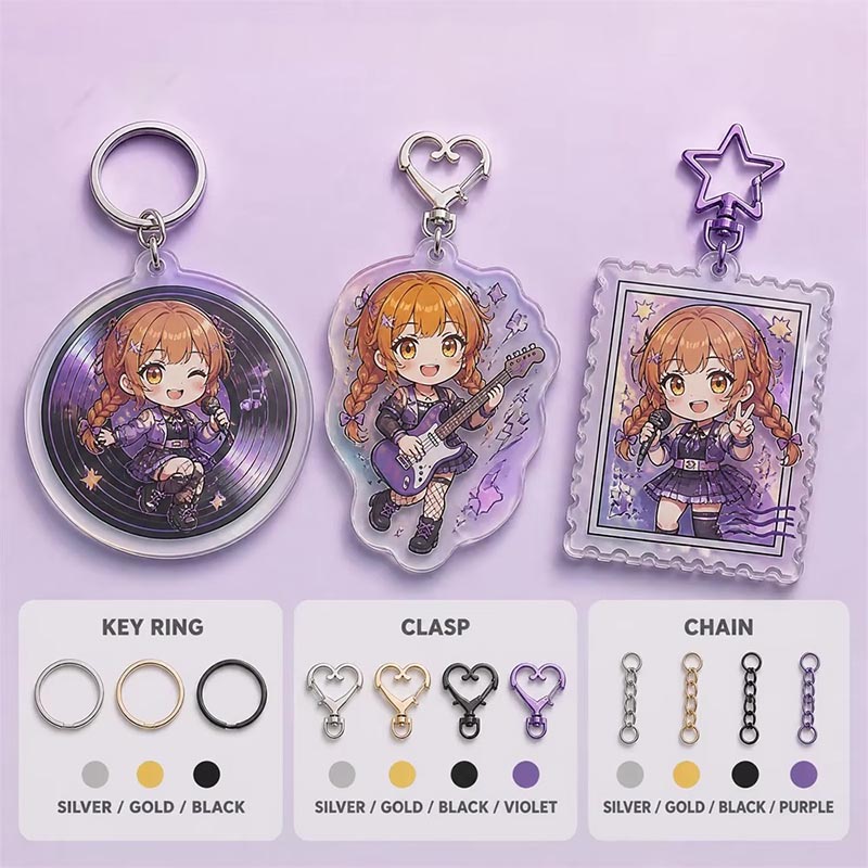 Holographic Acrylic Keychain Custom Rainbow Shimmer Epoxy Charm