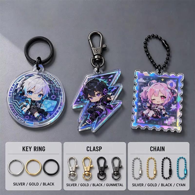 Custom Animal Acrylic Keychain UV Print Epoxy Charm Pendant