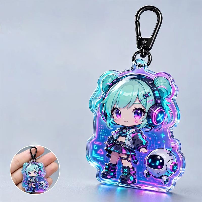 Custom Animal Acrylic Keychain UV Print Epoxy Charm Pendant