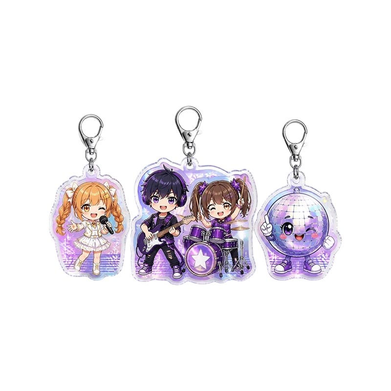 Holographic Acrylic Keychain Custom Rainbow Shimmer Epoxy Charm