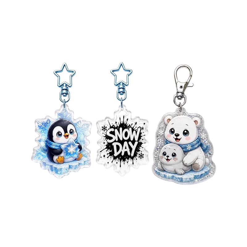 Custom Penguin Acrylic Keychain Snowflake Anime Pendant Design