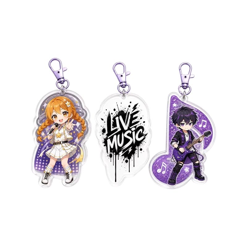 Holographic Acrylic Keychain Custom Rainbow Shimmer Epoxy Charm