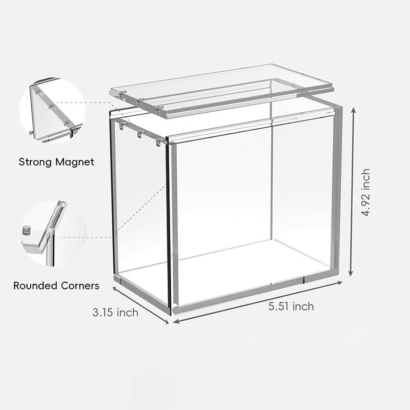 Ultra Thick Acrylic Display Case Sliding Magnetic Lid