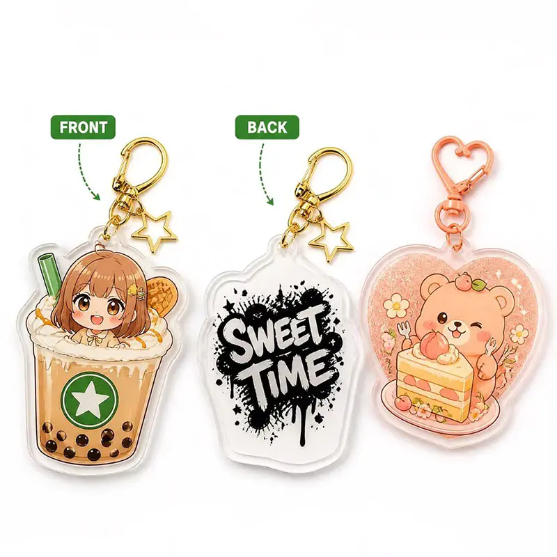 Mini Food Acrylic Charm Keychain Double Sided Custom Print