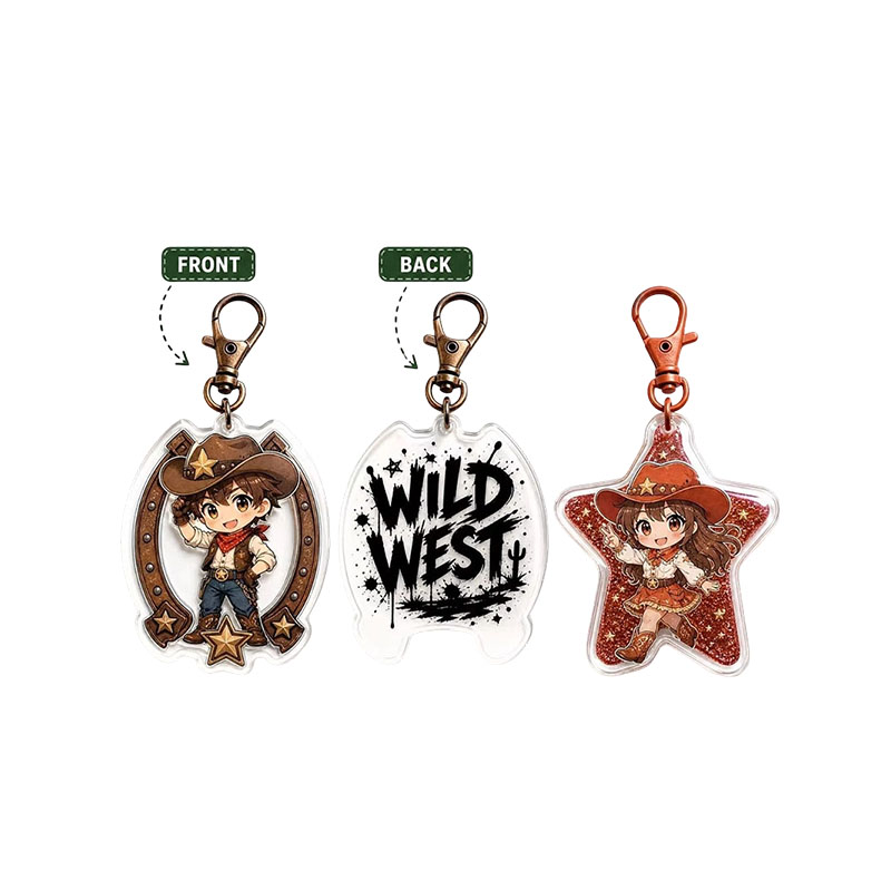 Custom Cowboy Acrylic Keychain Anime Western Pendant Design