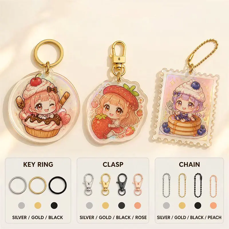 Mini Food Acrylic Charm Keychain Double Sided Custom Print