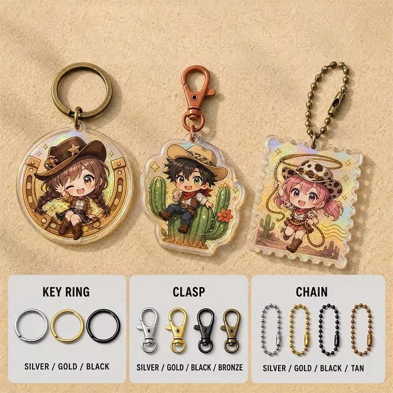 Custom Cowboy Acrylic Keychain Anime Western Pendant Design