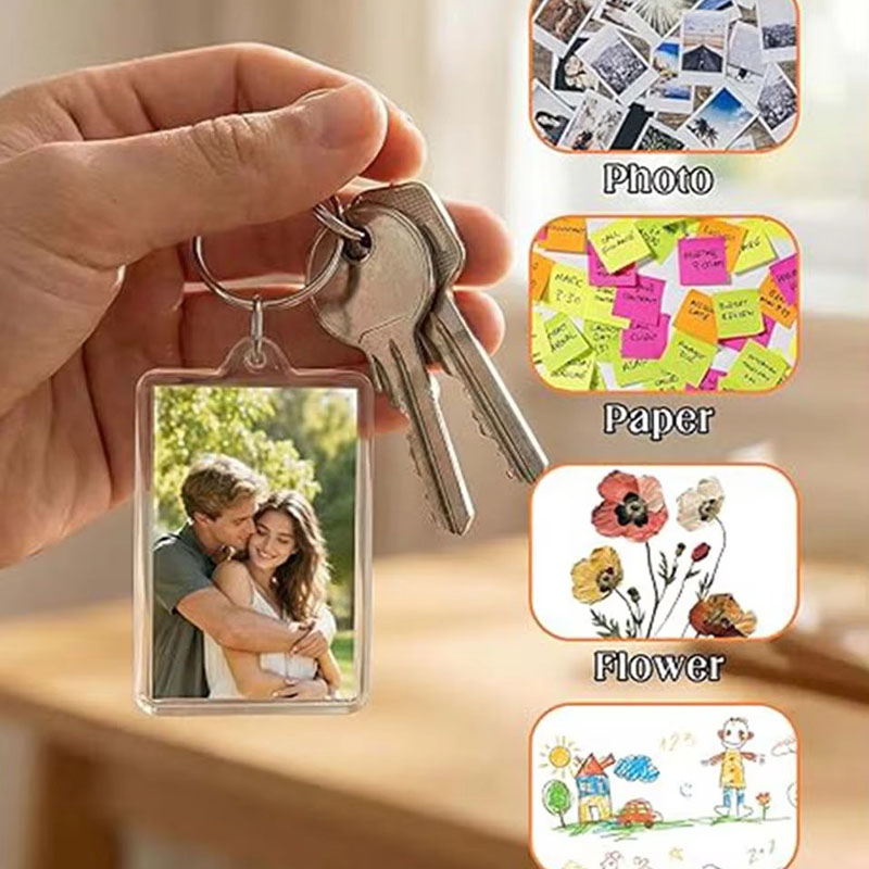 Clear Acrylic Photo Frame Keychain Blank DIY Insert Holder