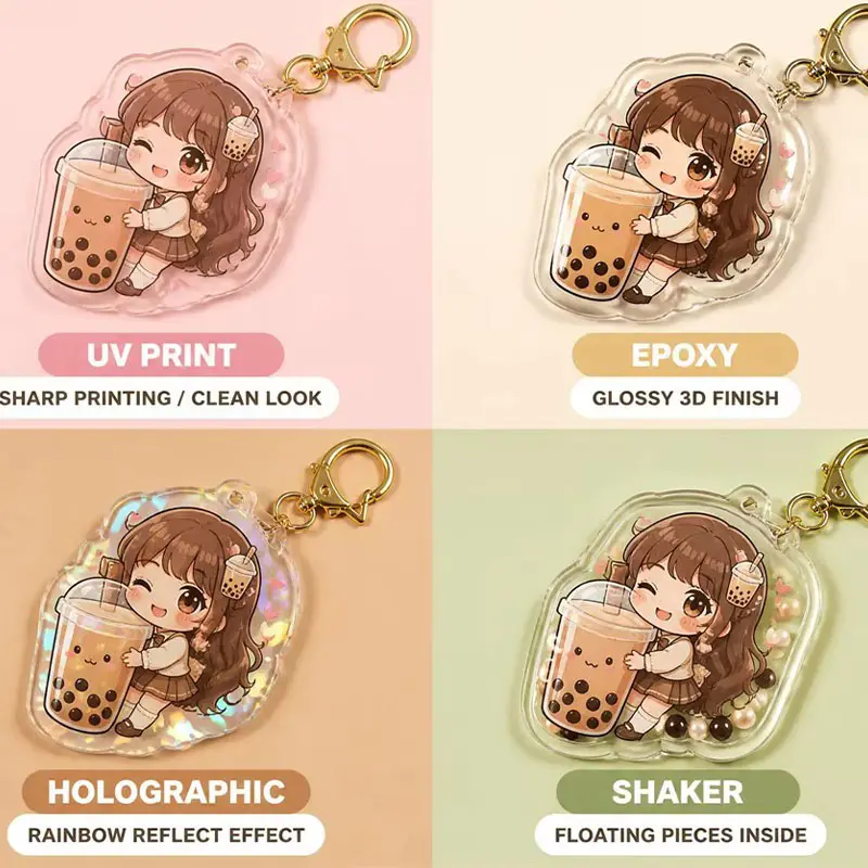 Mini Food Acrylic Charm Keychain Double Sided Custom Print