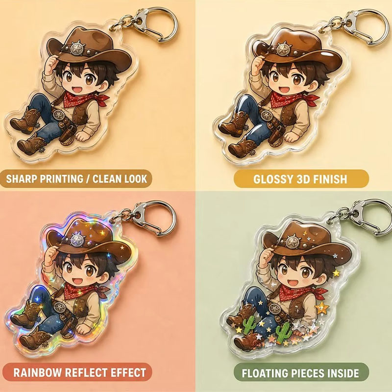 Custom Cowboy Acrylic Keychain Anime Western Pendant Design