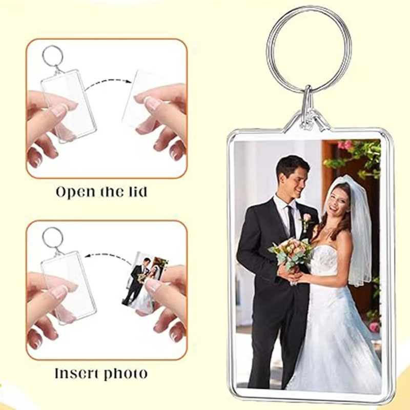 Clear Acrylic Photo Frame Keychain Blank DIY Insert Holder