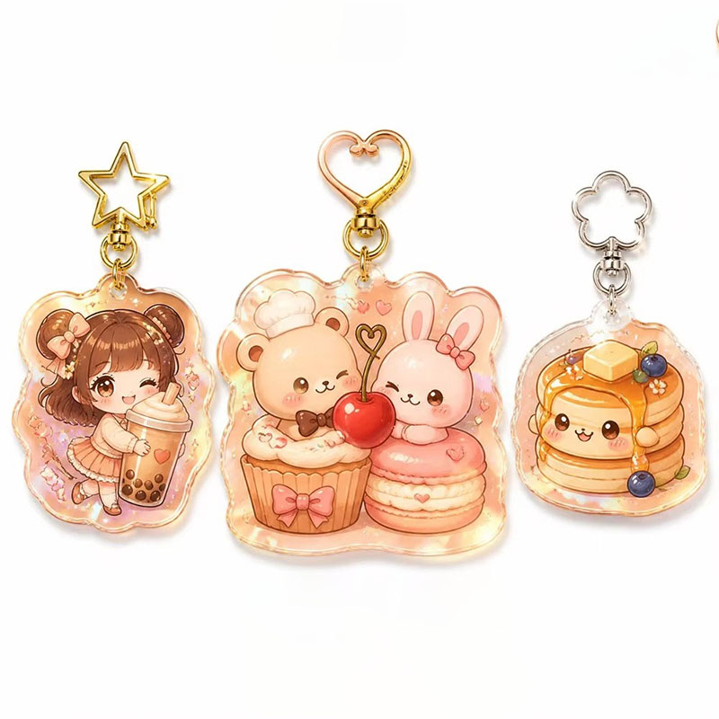 Mini Food Acrylic Charm Keychain Double Sided Custom Print