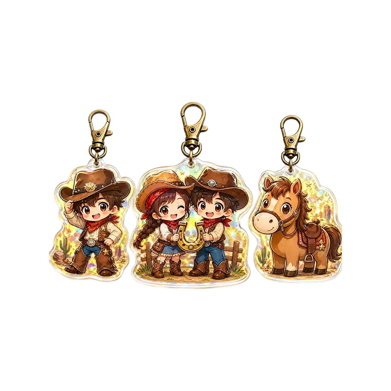Custom Cowboy Acrylic Keychain Anime Western Pendant Design