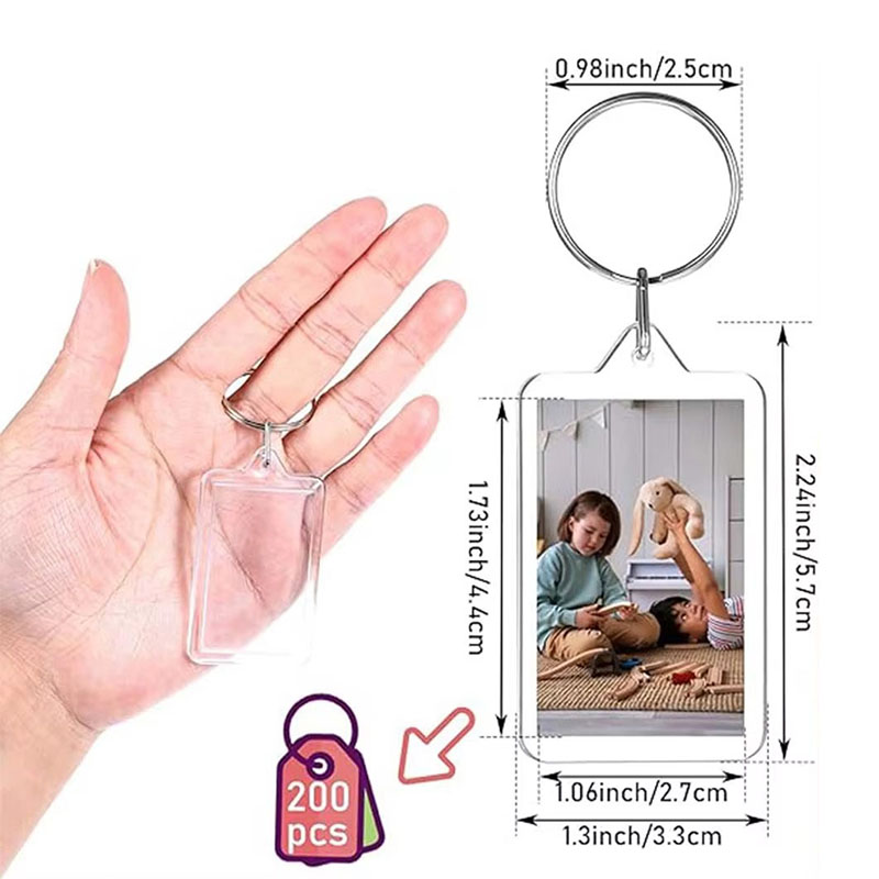 Transparent Acrylic Photo Frame Keychain Family Memory Ornament