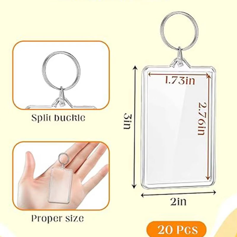 Clear Acrylic Photo Frame Keychain Blank DIY Insert Holder