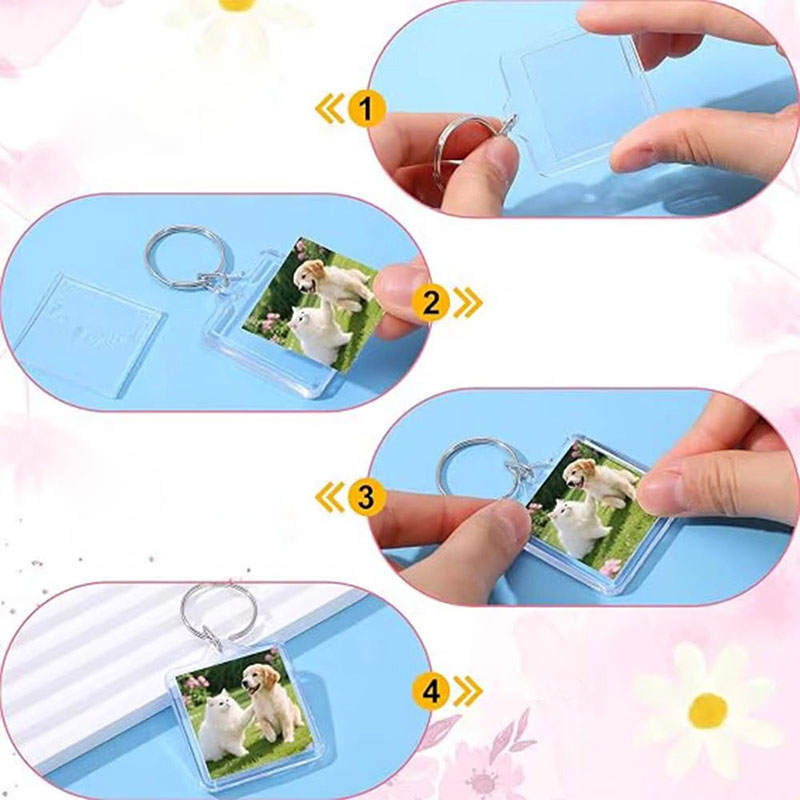 Mini Acrylic Photo Frame Keychain Blank DIY Display