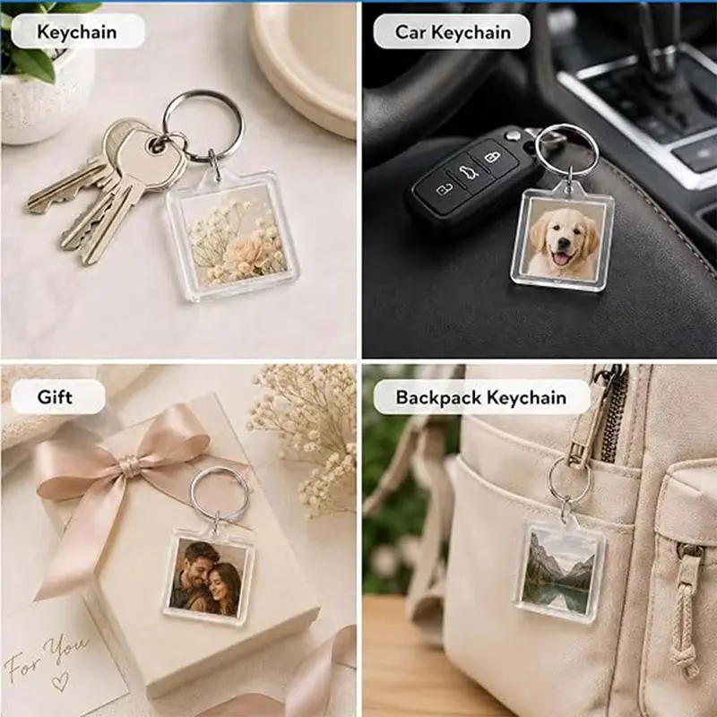 Portable Acrylic Photo Frame Keychain Custom Handmade Ornament
