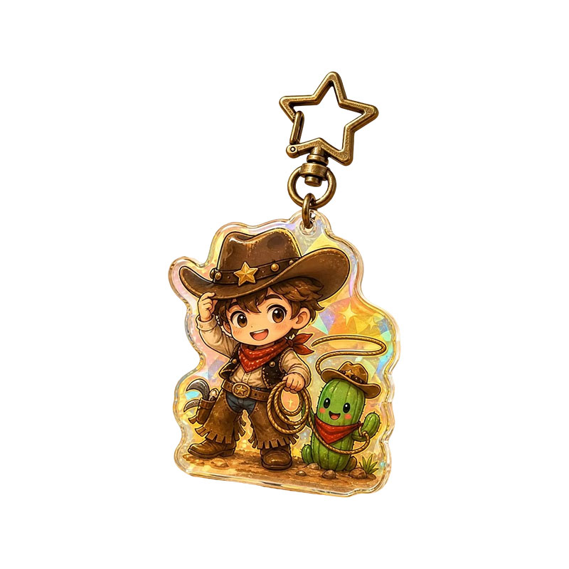 Custom Cowboy Acrylic Keychain Anime Western Pendant Design