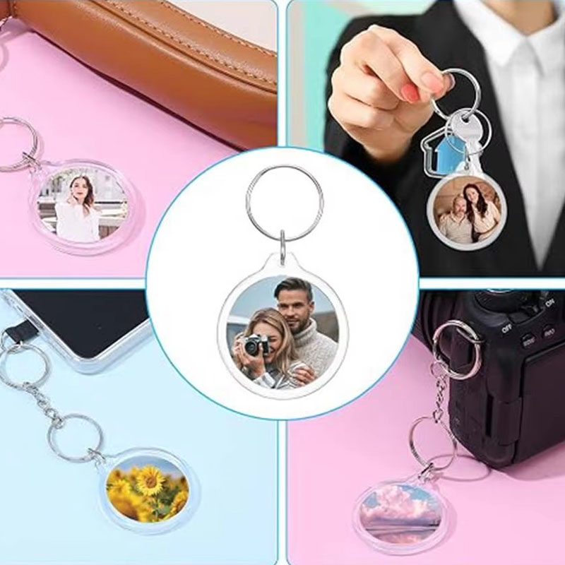 Clear Acrylic Photo Frame Keychain DIY Insert Holder