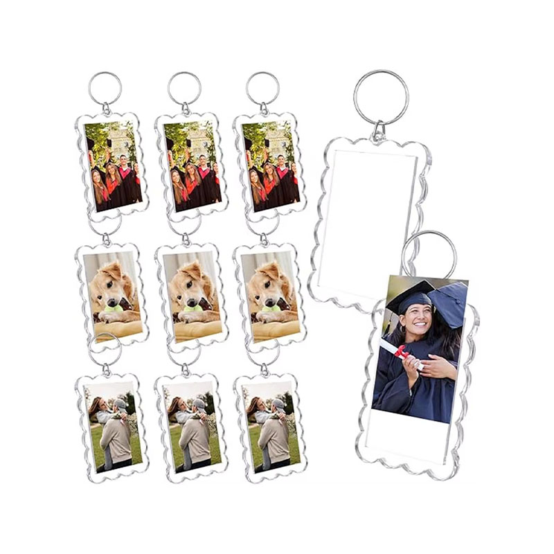 Transparent Acrylic Photo Frame Keychain Travel Ornament Holder