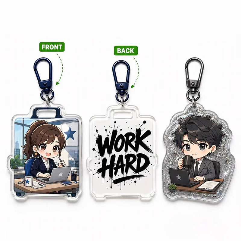Custom Anime City Acrylic Keychain Epoxy Double Sided Pendant