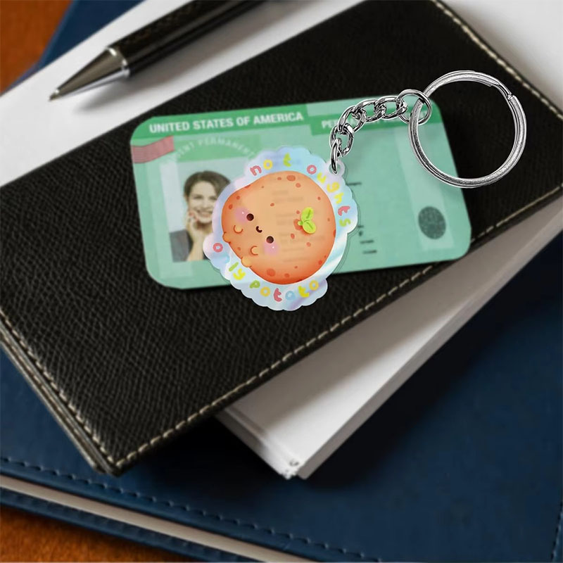 Custom Funny Potato Acrylic Keychains for Bag Accessories Friends Birthday Gag Gifts Novelty Key Chain