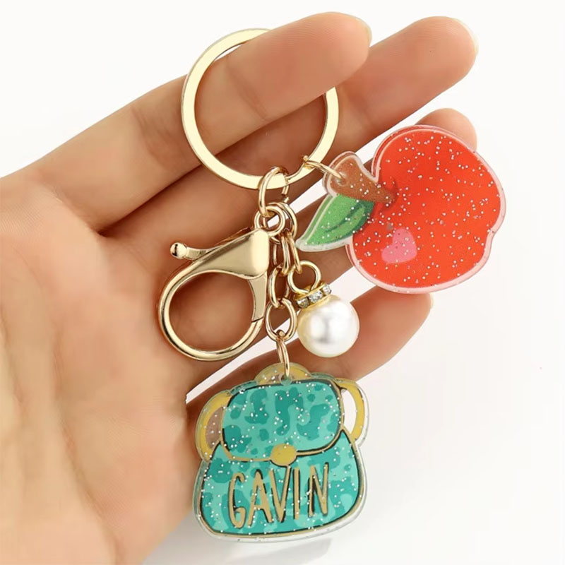 Graduation Acrylic Keychain Metal Pearl Pendant Custom