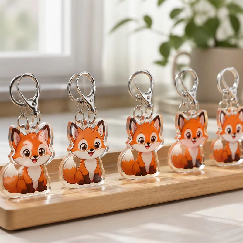 Custom Fox Acrylic Keychain Double Sided UV Print Pendant