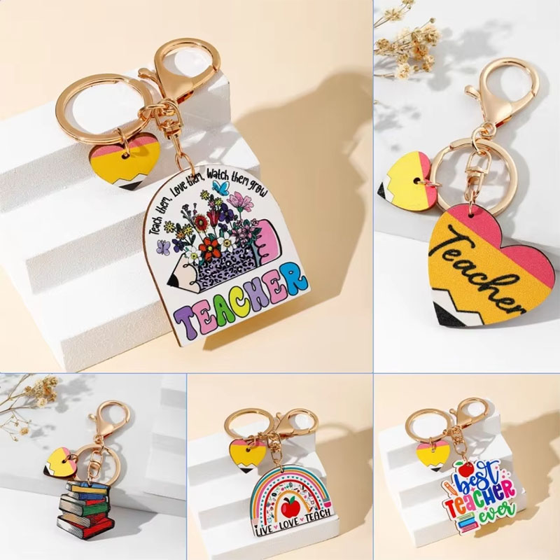 Eco Friendly Wooden Acrylic Keychain Logo Customization