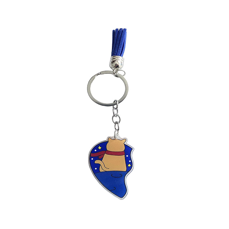 Custom Anime Heart Couple Keychain UV Printed Cartoon Style Light Plastic (Acrylic) with Magnetic Zinc Alloy Metal Type
