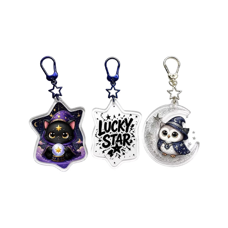 Custom Zodiac Acrylic Keychain Astrology Holographic Epoxy Charm