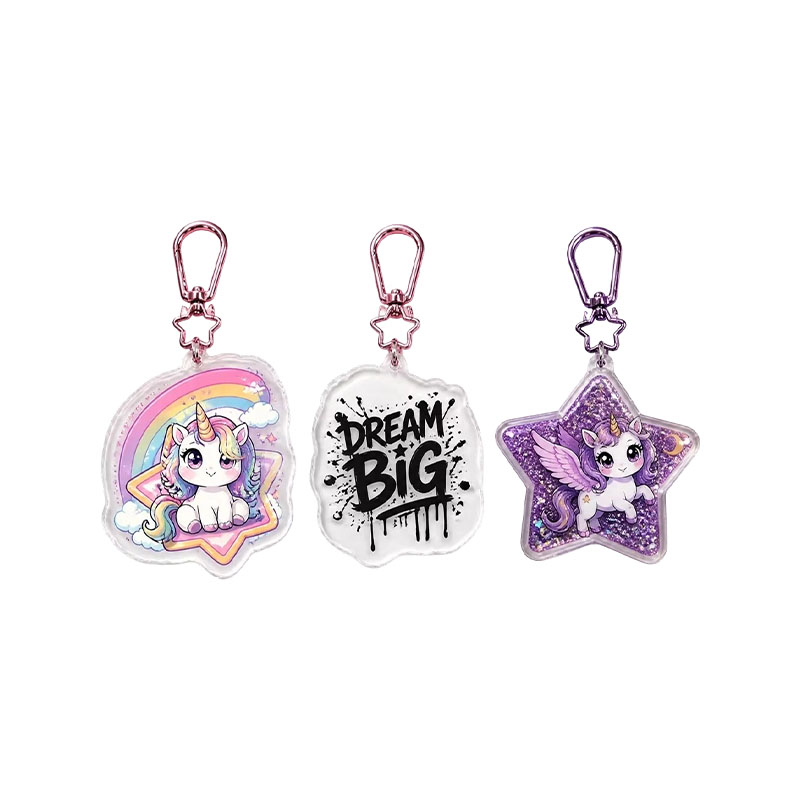 Custom Unicorn Acrylic Keychain Rainbow Holographic Epoxy Pendant