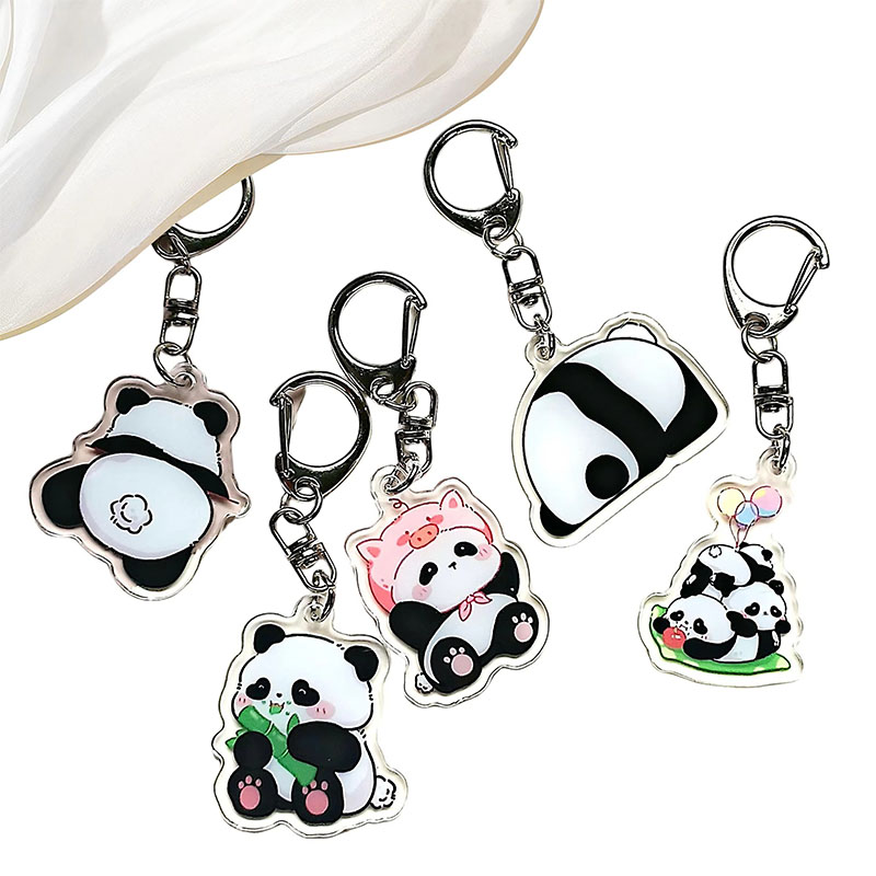 Factory Hot Sale Cute Panda Acrylic Digital Photo Flexible Customizable DIY Cartoon Custom Design Keychain-Promotion Gifts