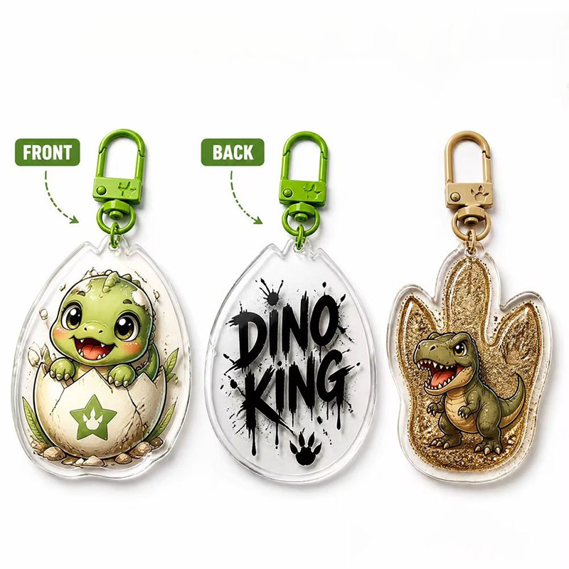 Custom Dinosaur Acrylic Keychain T Rex Anime Epoxy Charm