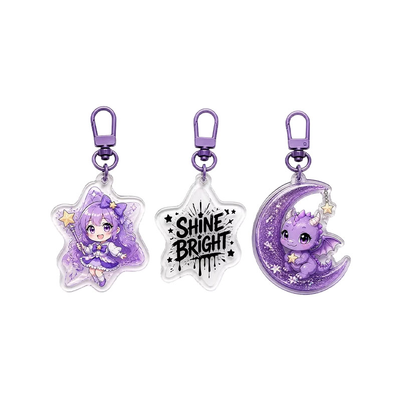 Double Sided Acrylic Keychain Glitter Epoxy Scratch Resistant